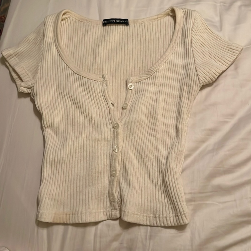 Brandy Melville white/cream button cardigan t shirt